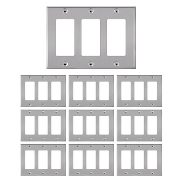 Enerlites Decorator/GFCI Three-Gang Metal Wall Plate, Mid-Size